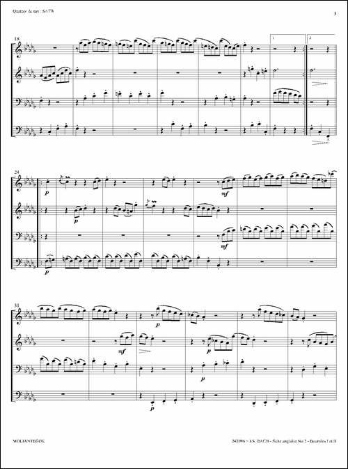 Suite-anglaise-No-2,BWV-807-法国组曲之二·布列舞曲-四重奏总谱-萨克斯谱