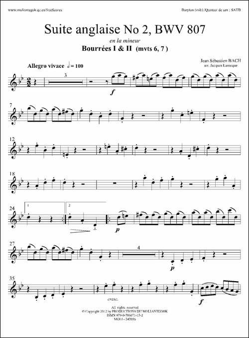 Suite-anglaise-No-2,BWV-807-法国组曲之二·布列舞曲-上低音萨克斯分谱-萨克斯谱