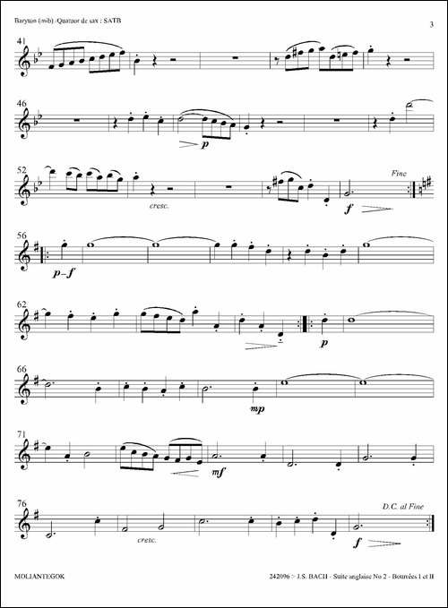 Suite-anglaise-No-2,BWV-807-法国组曲之二·布列舞曲-上低音萨克斯分谱-萨克斯谱