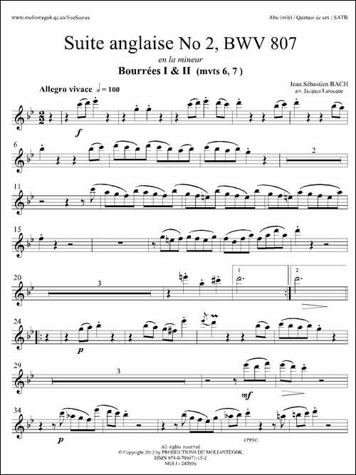 Suite-anglaise-No-2,BWV-807-法国组曲之二·布列舞曲-中音萨克斯分谱-萨克斯谱