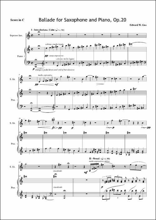 Ballade-叙事曲Op.20-高音萨克斯+钢琴伴奏-萨克斯谱