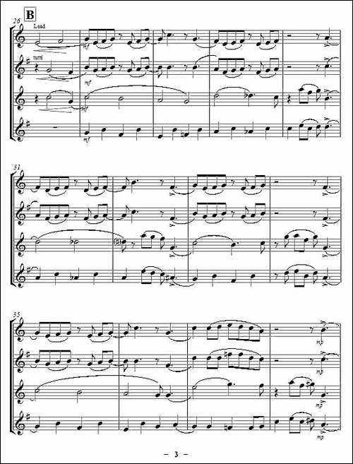 Yellow-Jazz-saxophone-quartet、四重奏-吉他谱