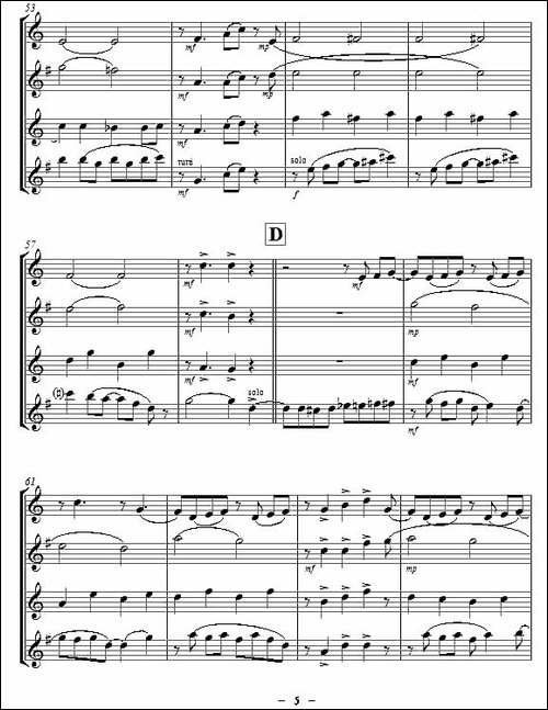 Yellow-Jazz-saxophone-quartet、四重奏-吉他谱