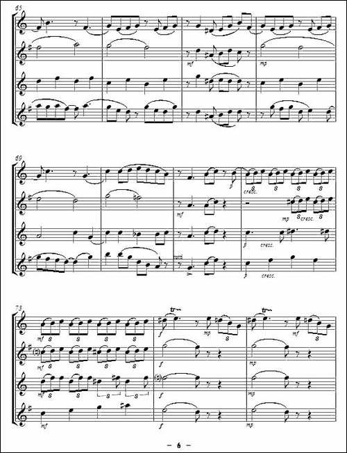 Yellow-Jazz-saxophone-quartet、四重奏-吉他谱