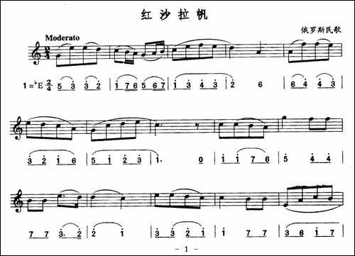 红沙拉帆-线、简谱混排版-吉他谱