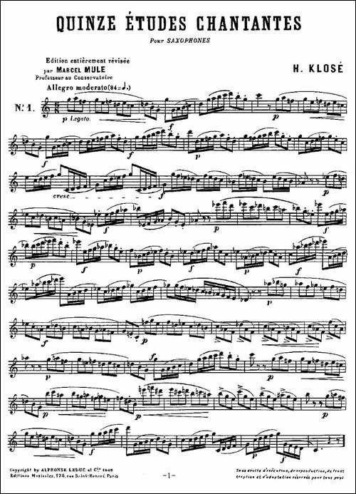 Klose-Etudes-Chantantes-Pour-Saxophone-KLOSE的15首练习曲集-萨克斯谱