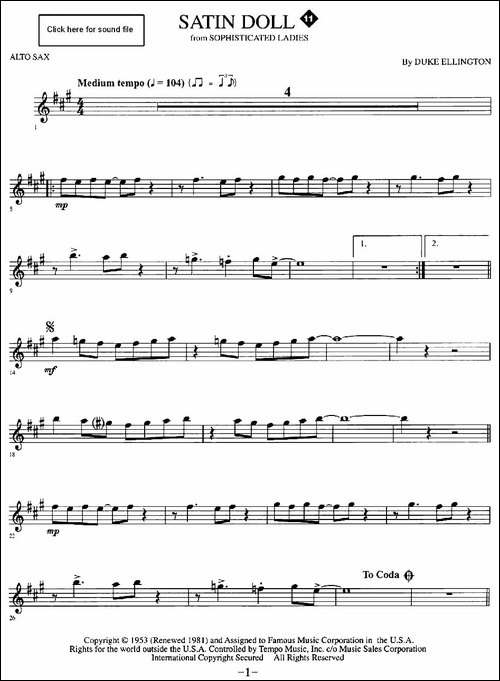 satin-doll-布娃娃-萨克斯谱