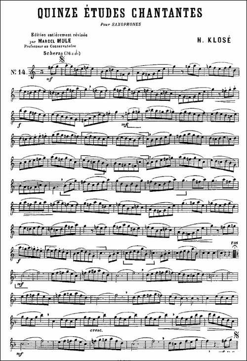 Klose-Etudes-Chantantes-Pour-Saxophone-练习曲之十四-萨克斯谱