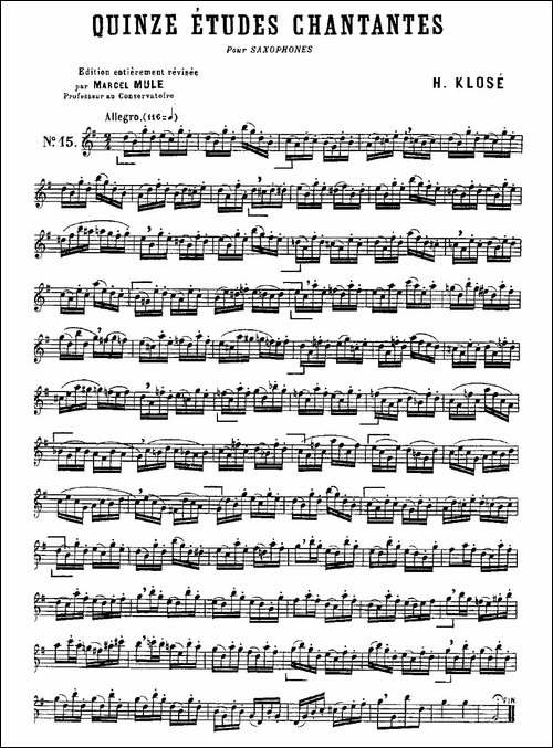 Klose-Etudes-Chantantes-Pour-Saxophone-练习曲之十五-萨克斯谱
