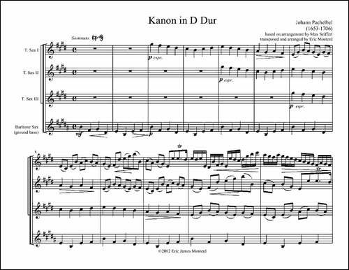 Kanon-in-D-Dur-卡农四重奏-萨克斯谱