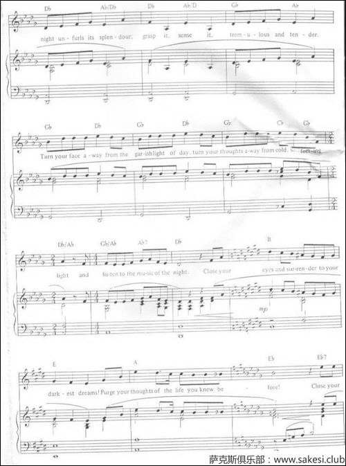 韦伯音乐剧《剧院魅影》主题歌曲-吉他谱