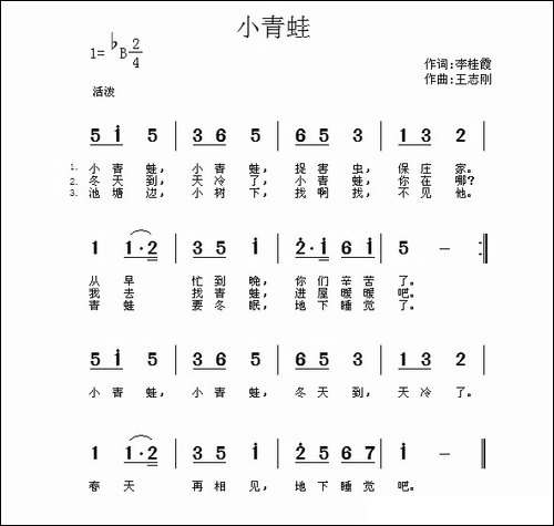 小青蛙-李桂霞词-王志刚曲