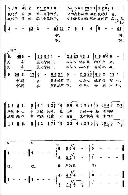 同在蓝天绿荫下-晨枫词-吕聂曲、领唱+合唱