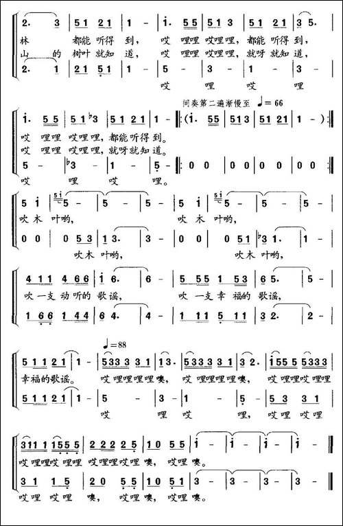 吹木叶，哎哩哩噢-童声领唱、合唱