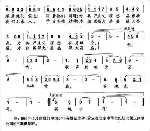 向少年英雄纪念碑致敬