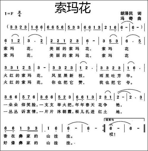 索玛花-胡泽民词-冯奇曲