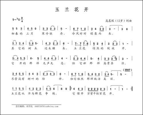 玉兰花开-高晨琛词-高晨琛曲