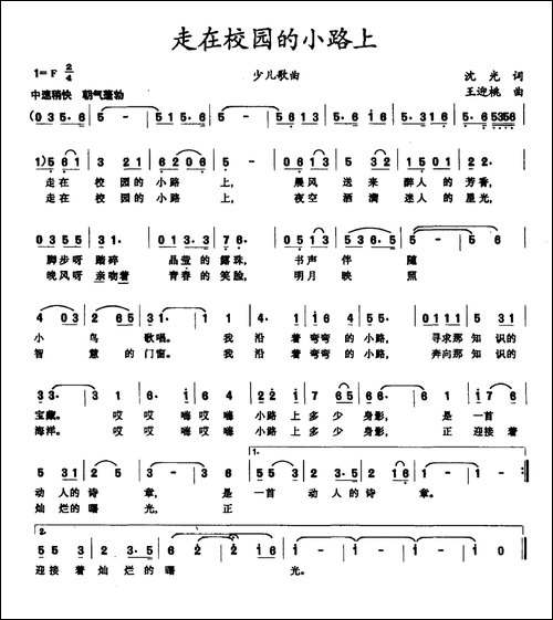 走在校园的小路上