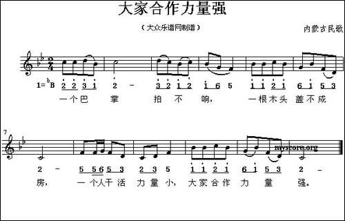 大家合作力量强-线简谱混排版