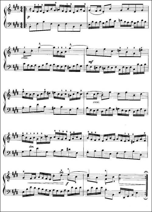E大调小前奏曲-手风琴谱