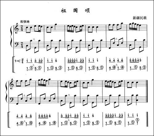 祖国颂-新疆民歌-线简谱混排版-手风琴谱
