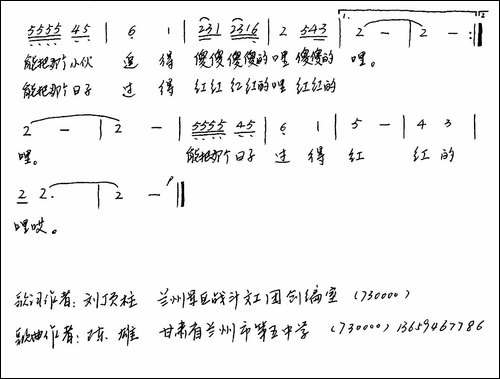 山寨阿哩哩-刘顶柱词-陈雄曲-手稿谱