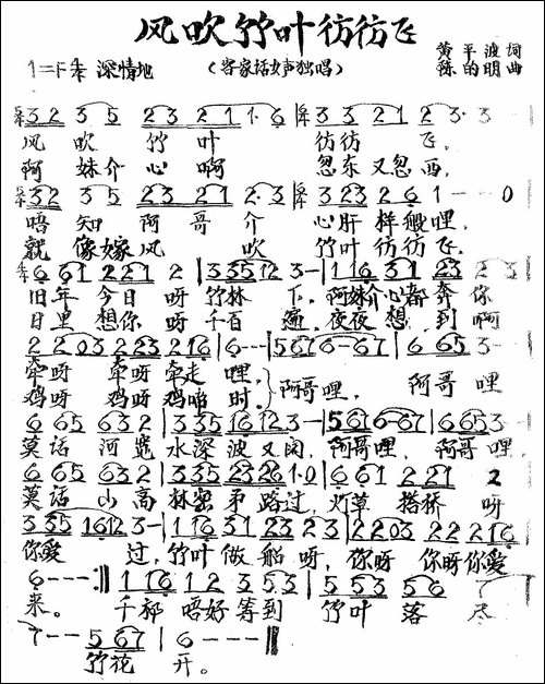 风吹竹叶彷彷飞-手稿谱