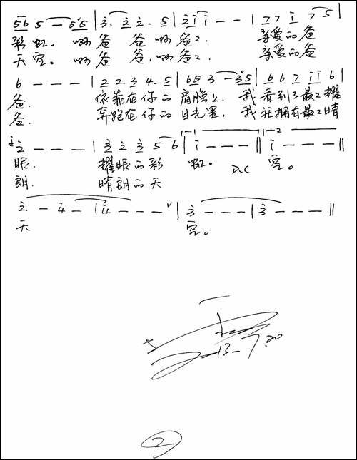 爸爸的目光-又名：你曾经告诉我-手稿谱