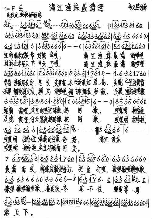 漓江渔妹最潇洒-手稿谱