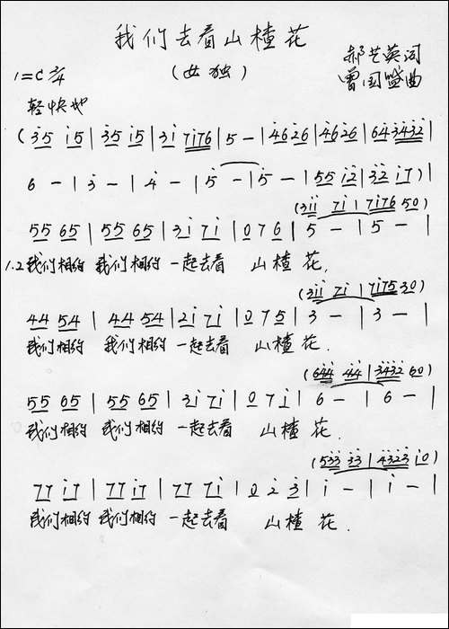 我们去看山楂花-手稿谱