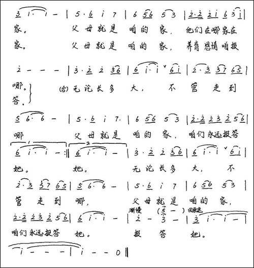 父母就是咱的家-余莠词-李翼曲-手稿谱