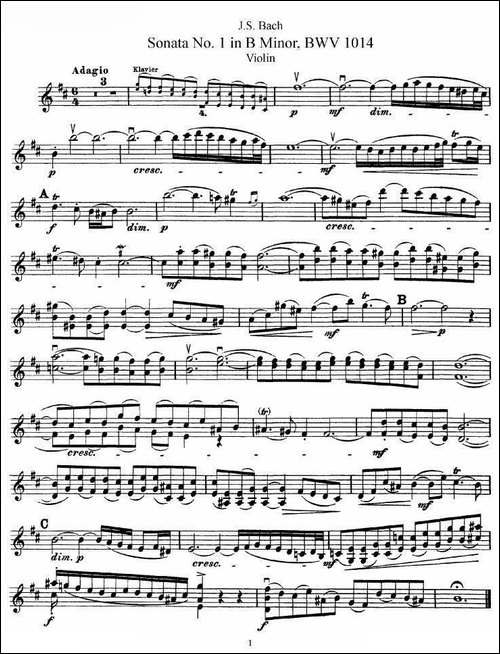 巴赫小提琴奏鸣曲No.1b小调-BWV-1014-[小提琴谱]-提琴谱