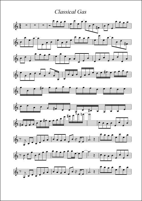Classical-Gas-小提琴谱-提琴谱