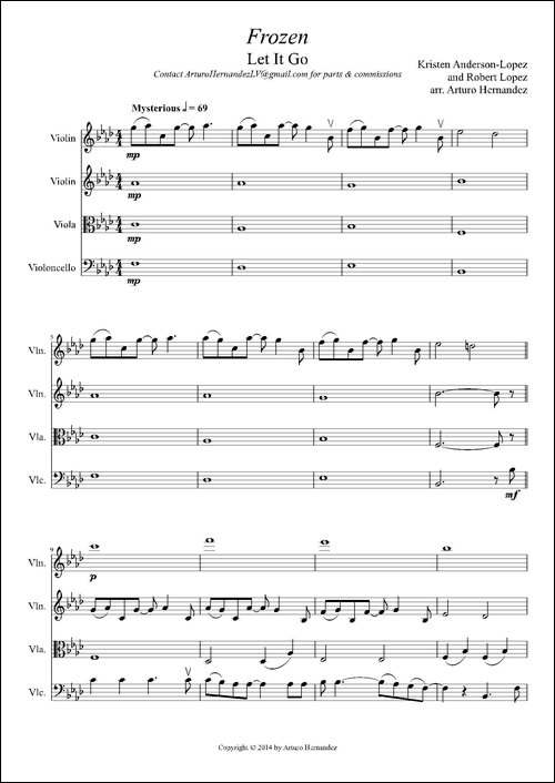 Frozen-Let-It-Go-弦乐四重奏-提琴谱