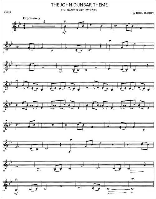 THE-JOHN-DUNBAR-THEME-提琴谱