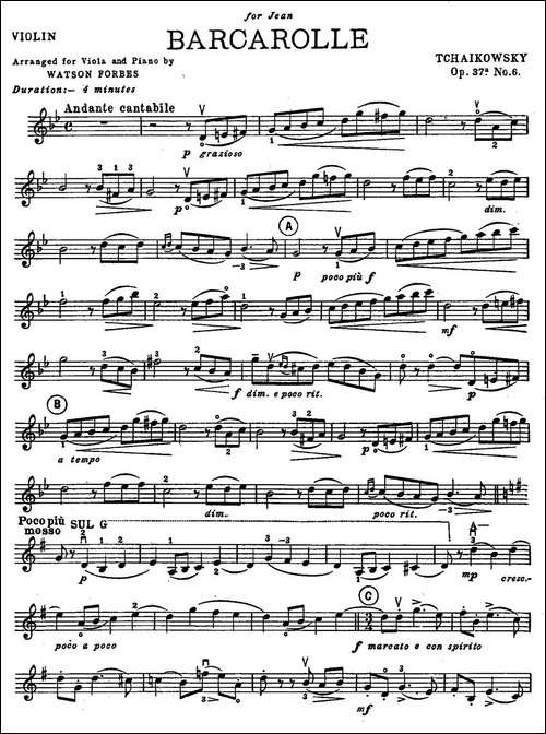 BARCAROLLE-船歌-柴可夫斯基作曲版-提琴谱
