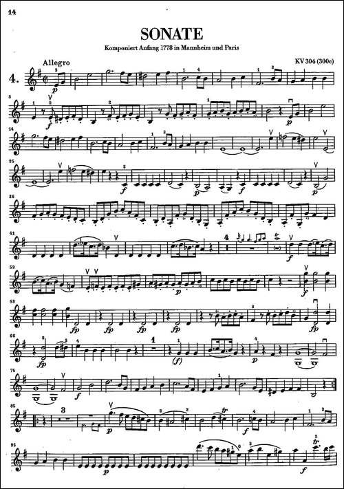 SONATE-KV304-奏鸣曲-KV304-提琴谱