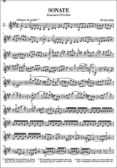 SONATE-KV305-奏鸣曲-KV305-提琴谱