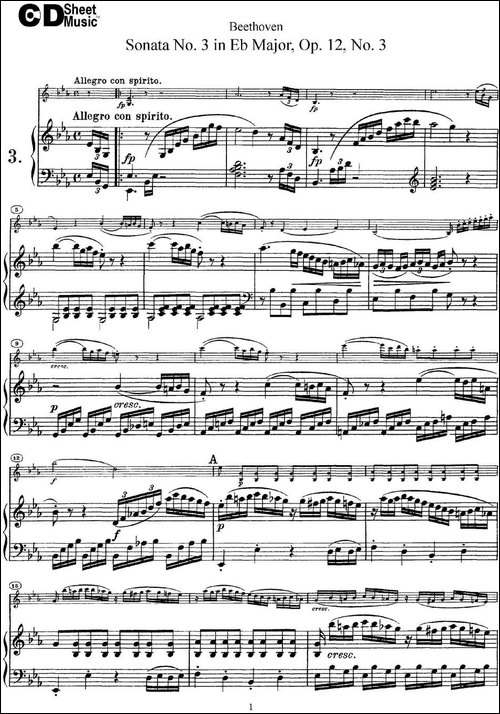 Violin-Sonata-No.3-in-Eb-Major-Op.12-No.3-小提琴+钢琴伴奏-提琴谱
