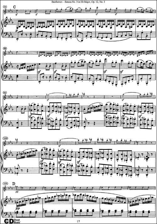 Violin-Sonata-No.3-in-Eb-Major-Op.12-No.3-小提琴+钢琴伴奏-提琴谱