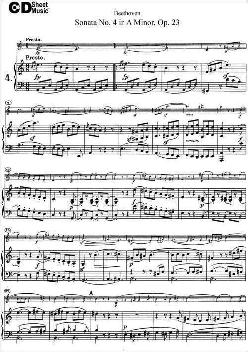 Violin-Sonata-No.4-in-A-Minor-Op.23-小提琴+钢琴伴奏-提琴谱