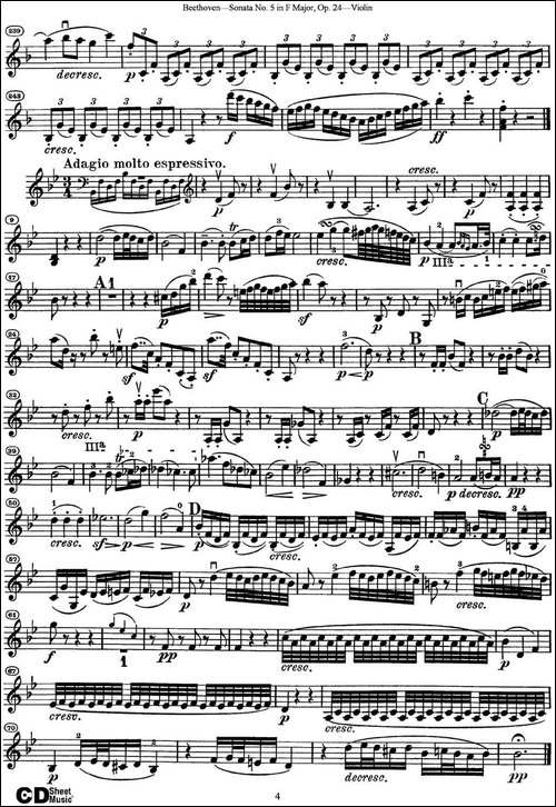 Violin-Sonata-No.5-in-F-Major-Op.24-提琴谱