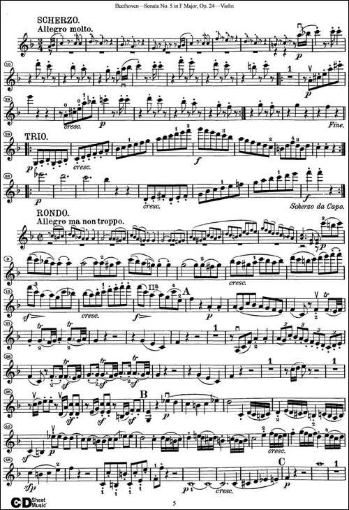 Violin-Sonata-No.5-in-F-Major-Op.24-提琴谱