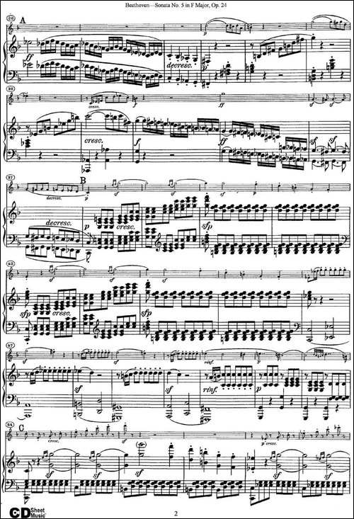 Violin-Sonata-No.5-in-F-Major-Op.24-小提琴+钢琴伴奏-提琴谱