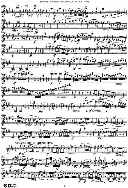 Violin-Sonata-No.6-in-A-Major-Op.30-No.1-提琴谱
