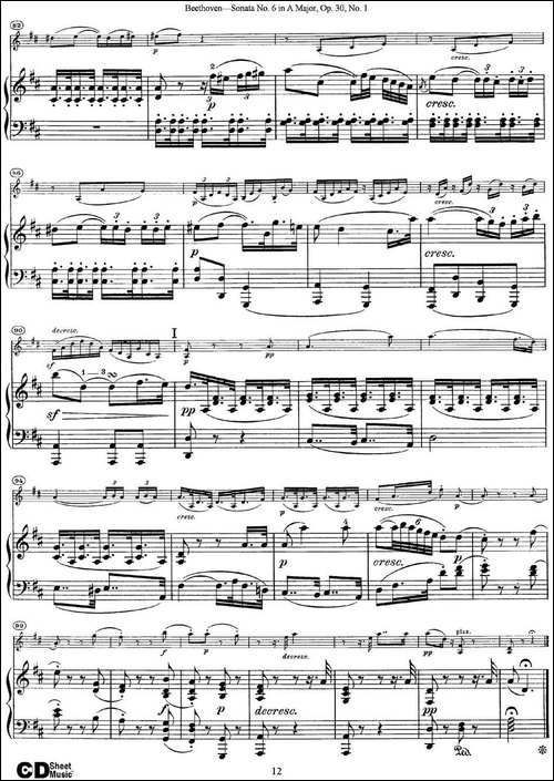 Violin-Sonata-No.6-in-A-Major-Op.30-No.1-小提琴+钢琴伴奏-提琴谱