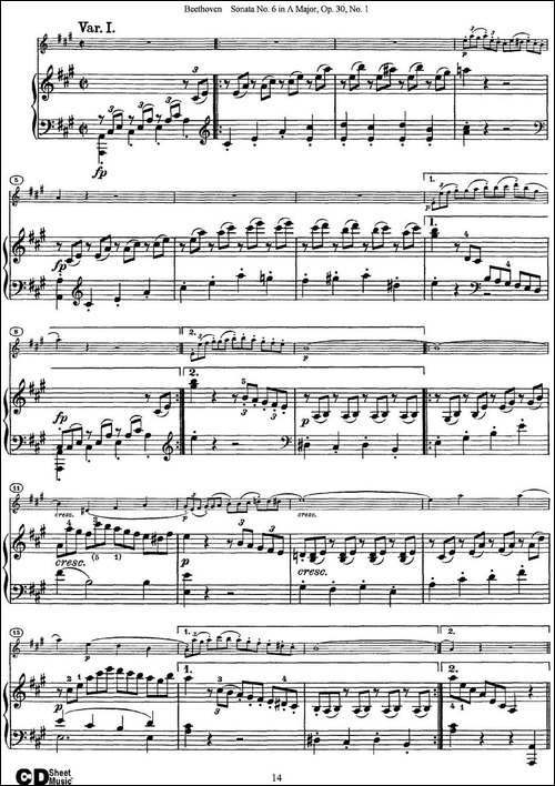 Violin-Sonata-No.6-in-A-Major-Op.30-No.1-小提琴+钢琴伴奏-提琴谱