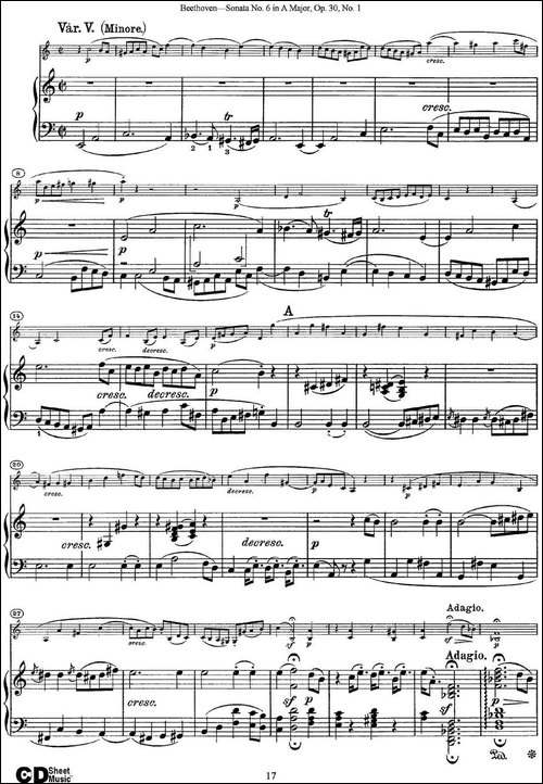 Violin-Sonata-No.6-in-A-Major-Op.30-No.1-小提琴+钢琴伴奏-提琴谱