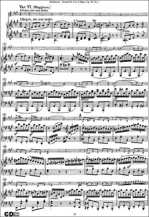 Violin-Sonata-No.6-in-A-Major-Op.30-No.1-小提琴+钢琴伴奏-提琴谱