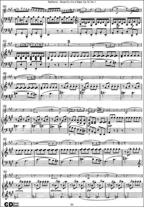 Violin-Sonata-No.6-in-A-Major-Op.30-No.1-小提琴+钢琴伴奏-提琴谱